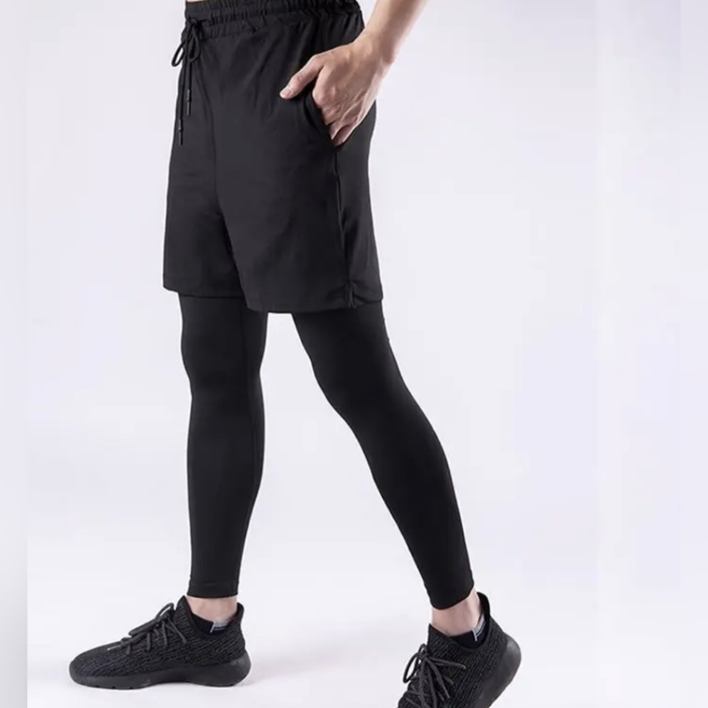 NWT MTA SPORT 2 FOR 1 BLACK SHORT W GRAY LEGGING